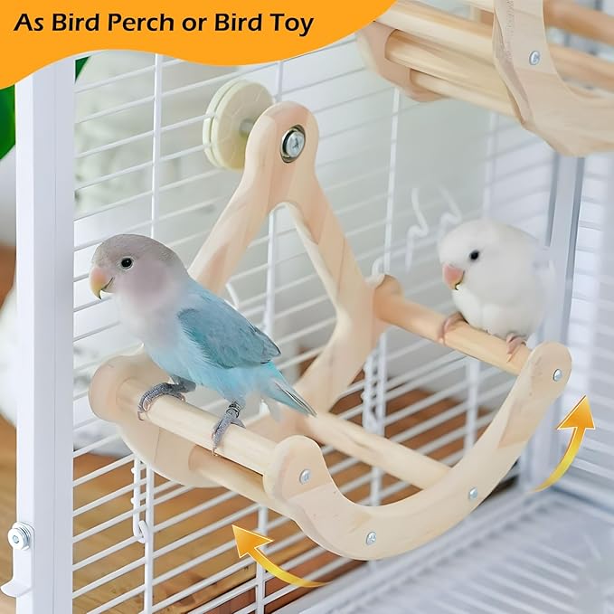 Bird Perch Toy, Interactive Rocking Parakeet Toys and Perches, Wooden Exercise - Image 3