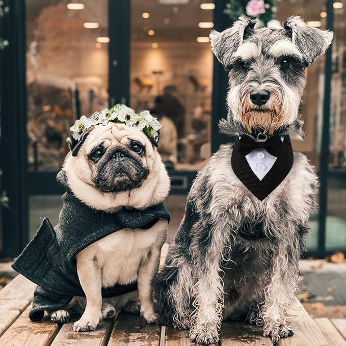 Dog Wedding Bandana, Formal Dog Tuxedo Adjustable Pet Collar - Image 5