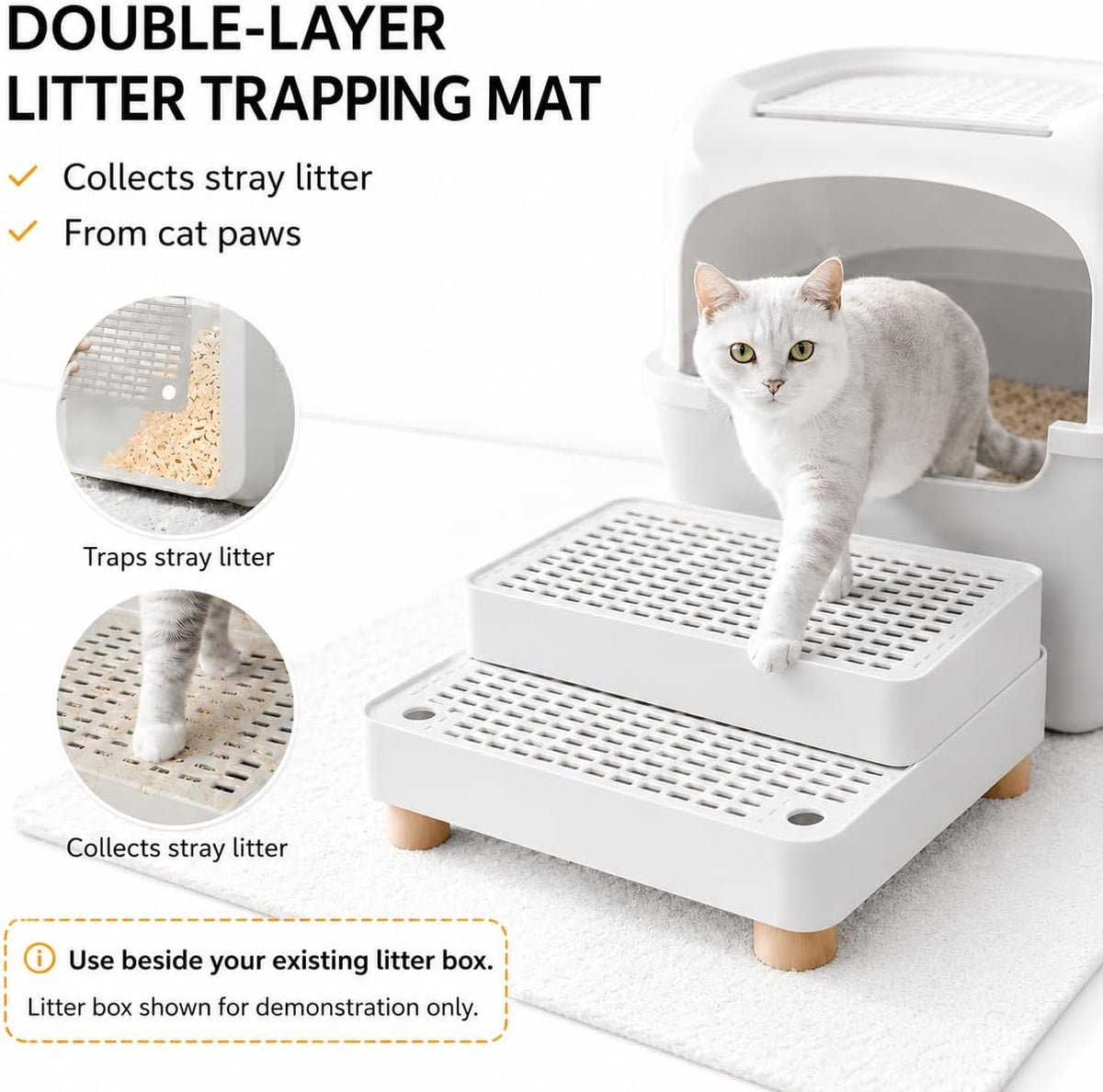 Cat Litter Box Ramp, 2-Step Automatic Litter Box Step Stool