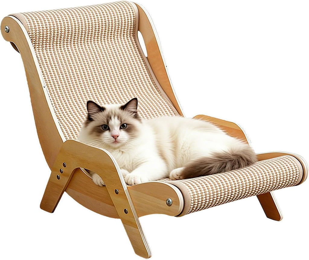 Extra Large Cat Scratching Lounge - Multi-Layer Solid Wood & Sisal, XXL Cat Scratcher and Bed for Large Cats, Furniture Protector with 110lb Capacity