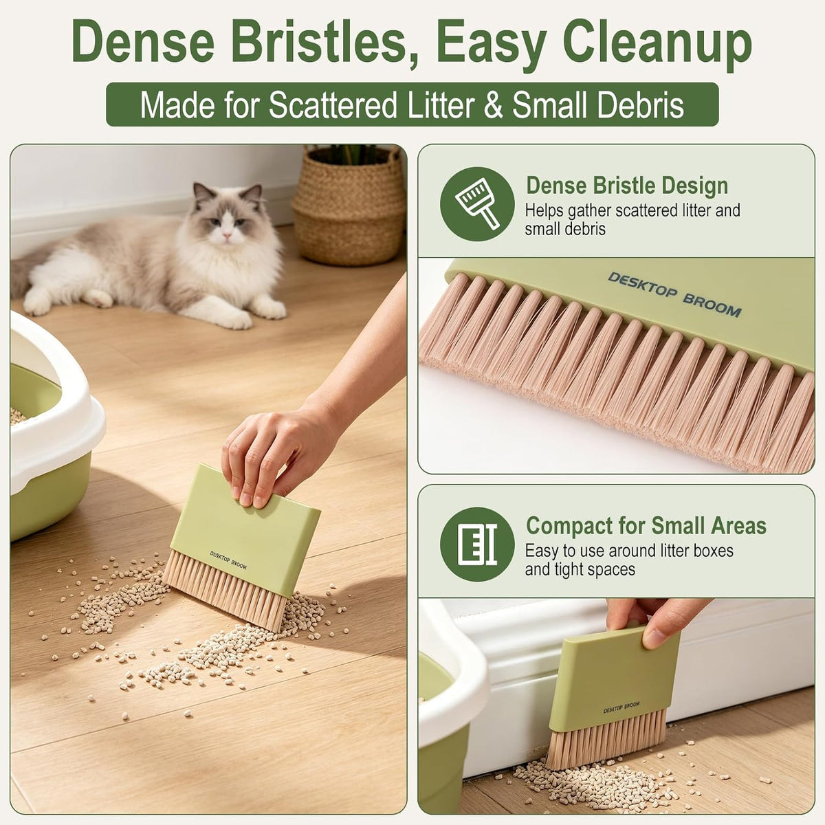 Cat Litter Scoop Set, Stainless Steel Scoop with Broom & Dustpan