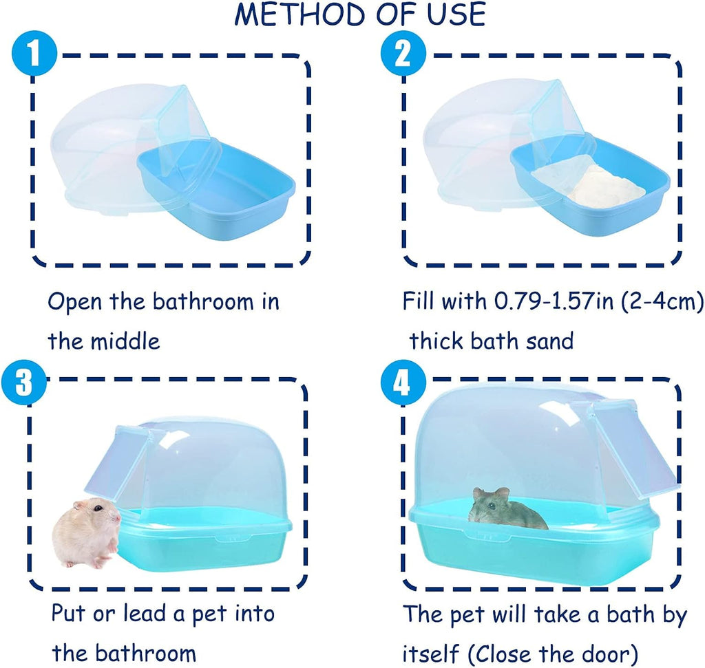 Hamiledyi Chinchilla Sand Bath, Gerbil Dust Bath Potty Litter Plastic Container Hideout Sleep Bathtub for Guinea Pigs Dwarf Hamster (2 LB)