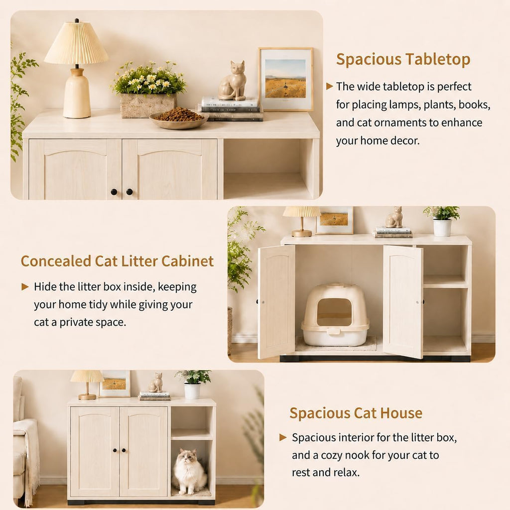 Hidden Cat Litter Box Enclosure Cabinet for Automatic Boxes