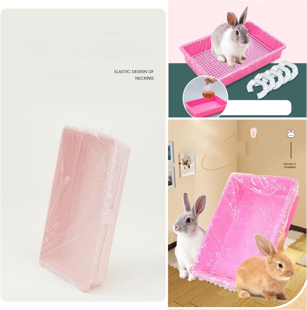 50 Pack Disposable Rabbit Litter Box Liners Disposable Rabbit Cage Cover Liner Waterproof Plastic Wrap for Guinea Pig Training Potty Tray Bunny Litter Pan Trainer Corner Pellet Bedding Toilet