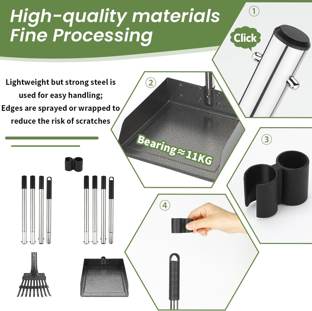 T2Y Dog Pooper Scooper for Multi-Dog Family, Long Handle Rake & Large Tray