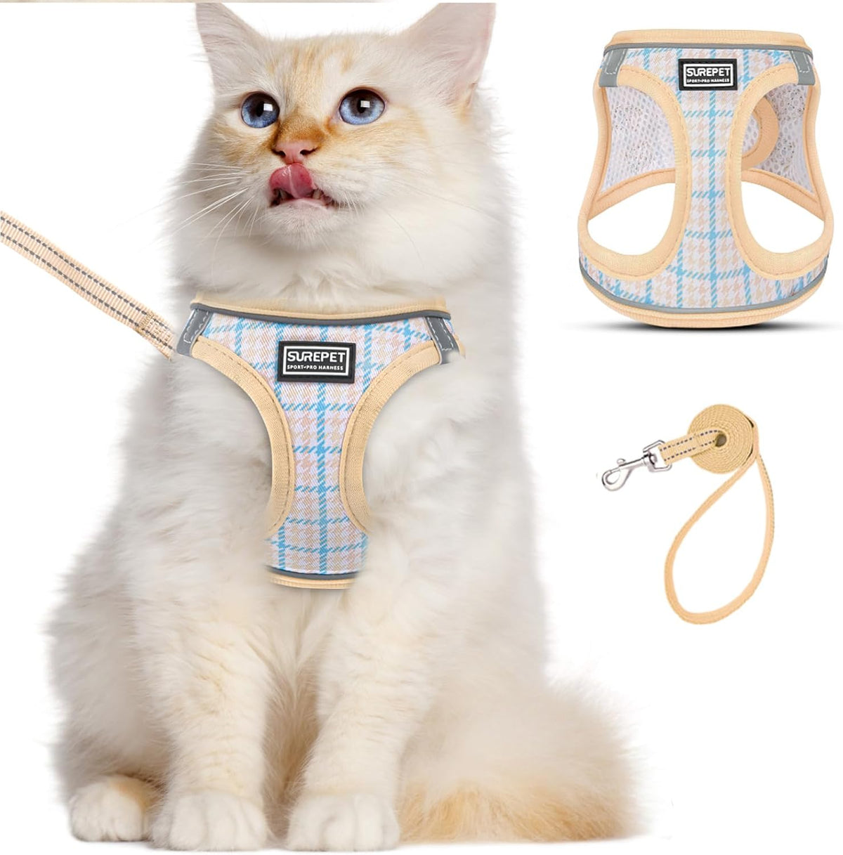 Cat Harness and Leash for Walking, Adjustable Soft Harness for Kitten Puppy Small Cats, Reflective Escape Proof Cats Vest Harness Easy Control for Travel Adventure