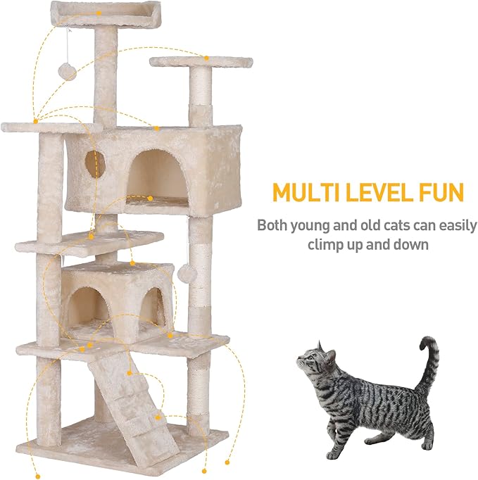 Premium Cat Tree 54-Inch Tall, Large Cat Condo Furniture - Image 6