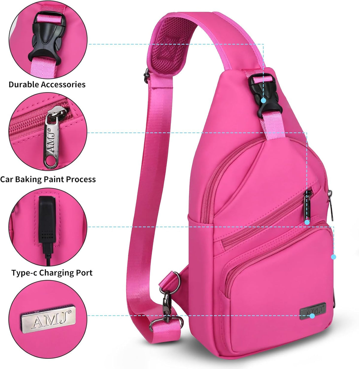 Crossbody Sling Bag Men, Casual Shoulder Backpack, Chest Daypack Satchel for Hiking Travel