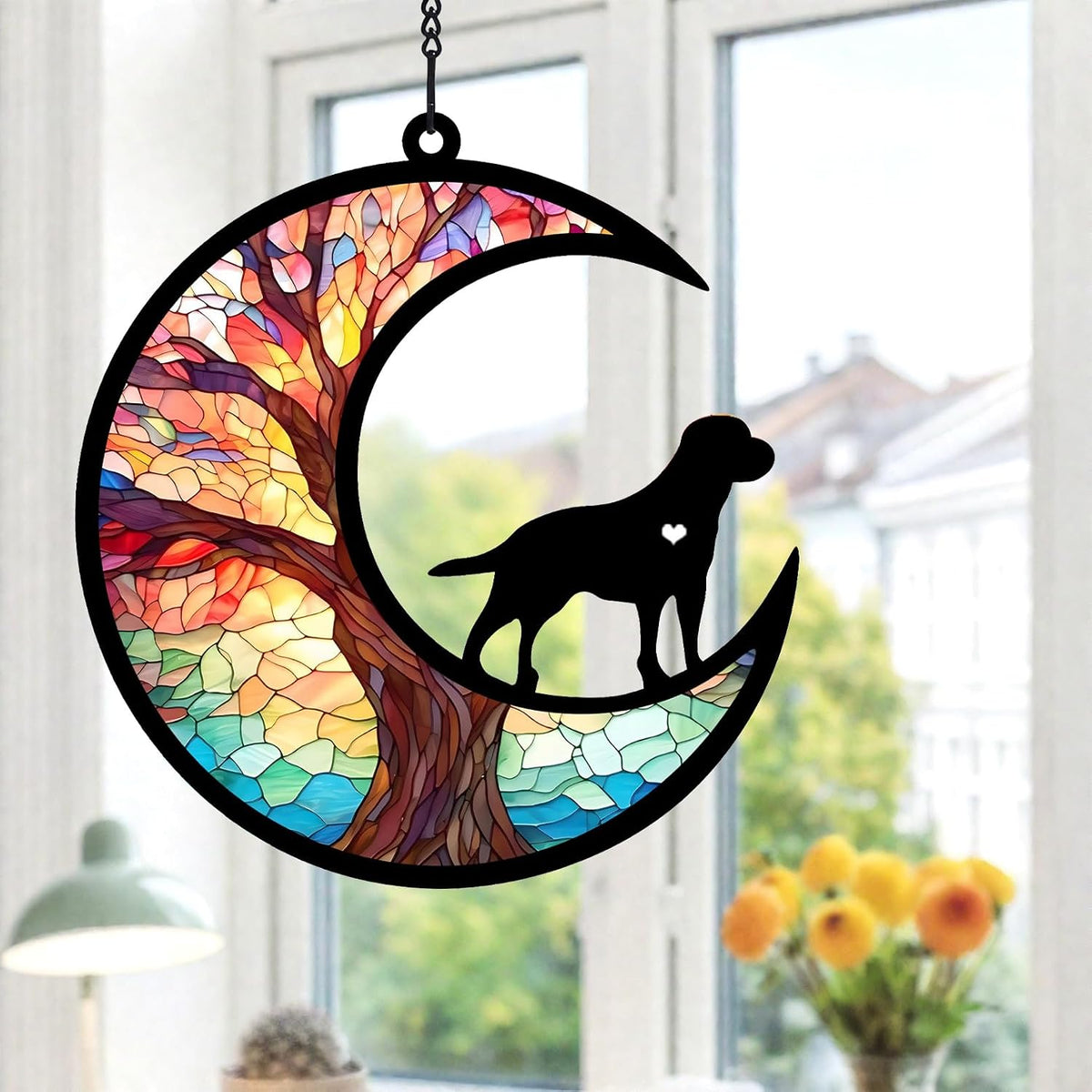 Dog Memorial Gifts for Loss of Dog Angel - Pet Dogs Memorial Suncatcher Gifts for DIY Dogs Death Sympathy Pass Away Gift with Card Name Date