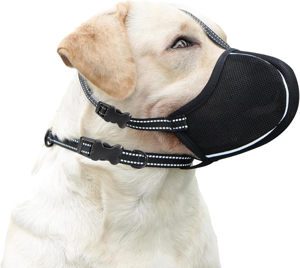 Dog Muzzle, Breathable Mesh Muzzle for Small Medium Large Sized Dogs, Adjustable Soft Muzzles to Prevent Chewing, Biting & Scavenging, Training and Walking Allows Panting Drinking (L)