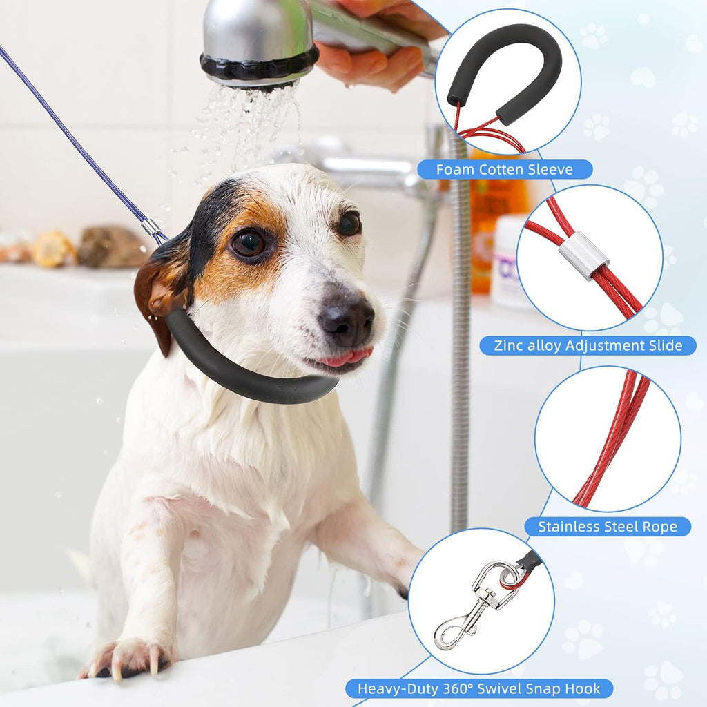 12 Pcs 4 Colors Dog Grooming Loop Noose Restraint Loops Long Noose for Pet Grooming Table Bath Tub Medium Large Small Dog Bathing Station