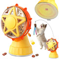 Interactive Cat Treat Dispenser, 2-in-1 Slow Feeder & Wand, Yellow