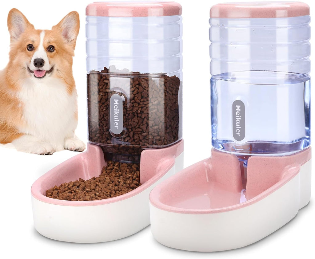 Meikuler Pets Auto Feeder 5.2L,Food Feeder and Water Dispenser Set for Medium & Large Dogs Cats and Pets Animals (Navy)