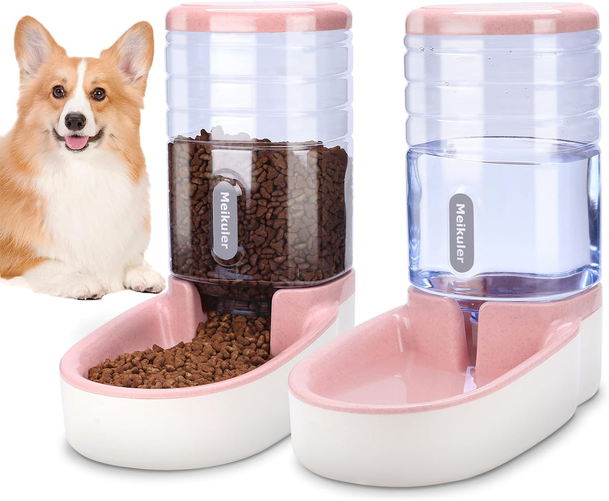 Meikuler Pets Auto Feeder 5.2L,Food Feeder and Water Dispenser Set for Medium & Large Dogs Cats and Pets Animals (Navy)
