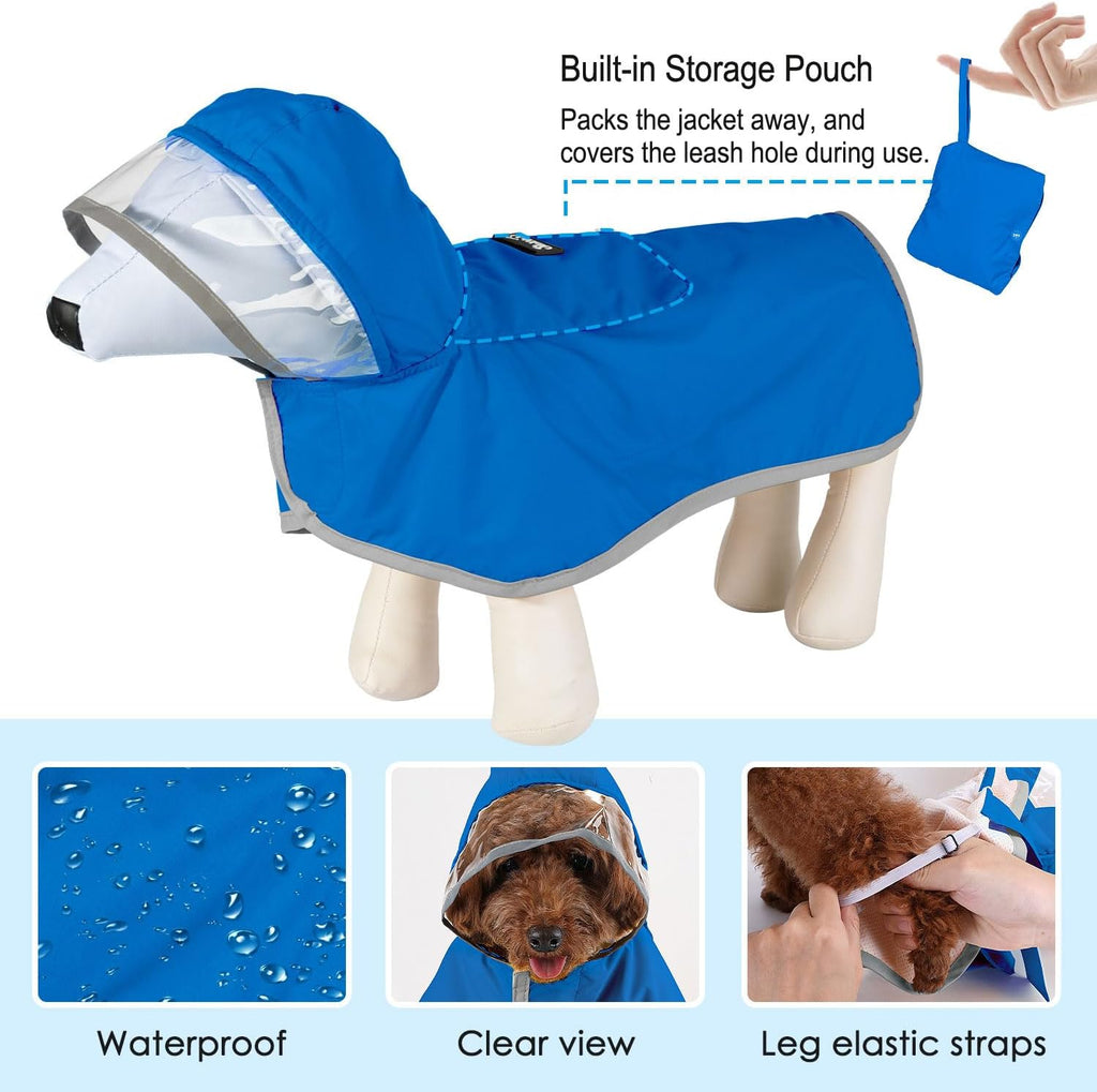 Lukovee Dog Raincoat, Waterproof Jacket with Clear Hood & Leash Hole, XL