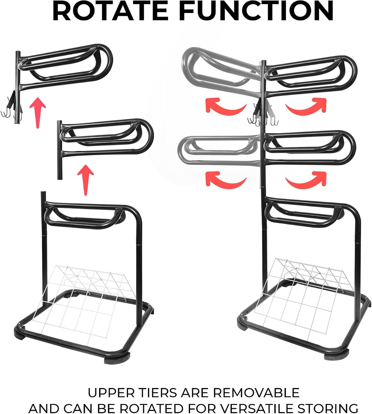HOMESTEAD 3-Tier Saddle Rack - Horse Saddle Stand Rotating Tiers, Bridle Rack, Hooks for English & Western Saddle, Tack Room