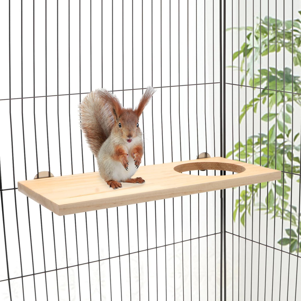 Wontee Bird Perch Stand Wooden Platform for Cockatiels Conures Rats Gerbils Chinchillas Squirrels (M1- with Hole)
