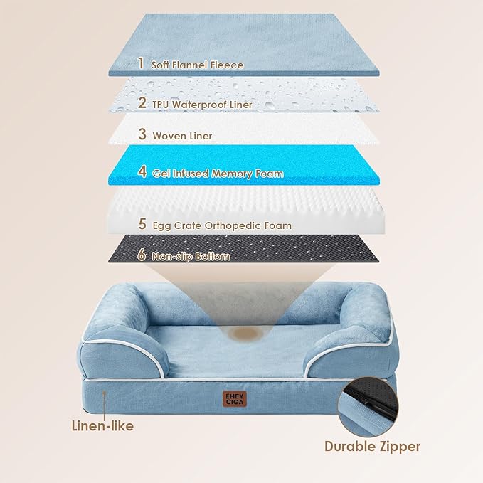 EHEYCIGA Orthopedic XL Dog Beds, Waterproof Memory Foam Dog Bed - Image 5