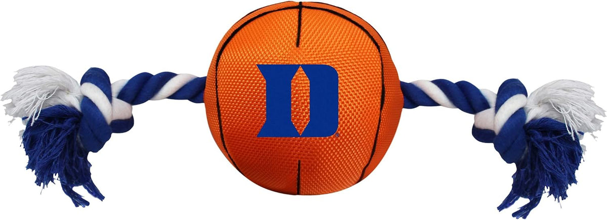 NCAA North Carolina Tar Heels Basketball Rope Toy for Dogs & Cats. Tough Nylon, Sporty Basketball Design, Heavy-Duty Ropes with Inner Squeaker