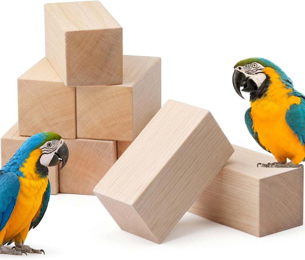 Junkin 8 Pack Balsa Wood Blocks Bird Chew Toys, 2x2x6 Inch