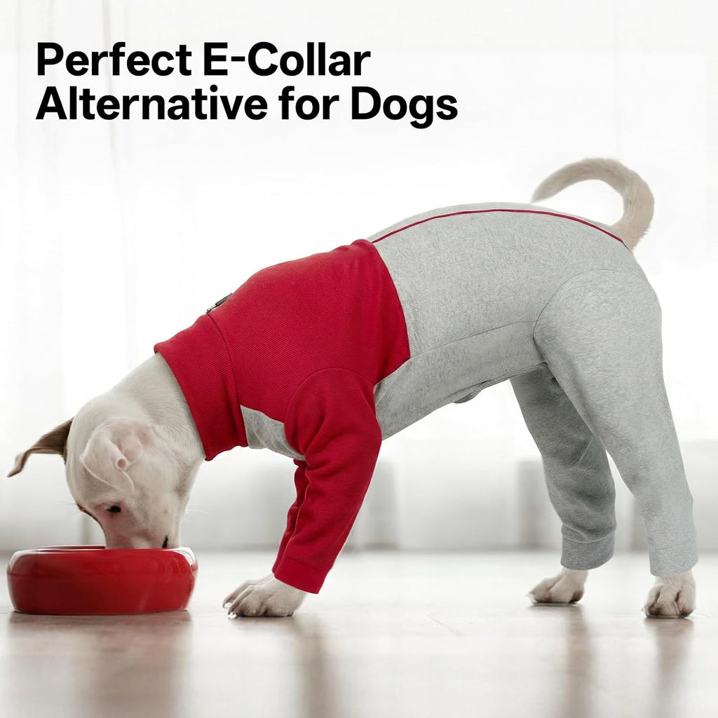Lelepet Dog Suit for Surgery Recovery, Full Body Onesie for Dogs, Red, M