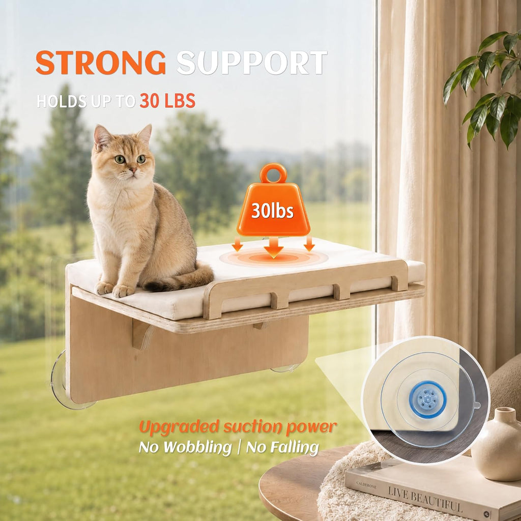 PETKARAY Large Cat Window Shelf and Window Bird Feeder Cat Television
