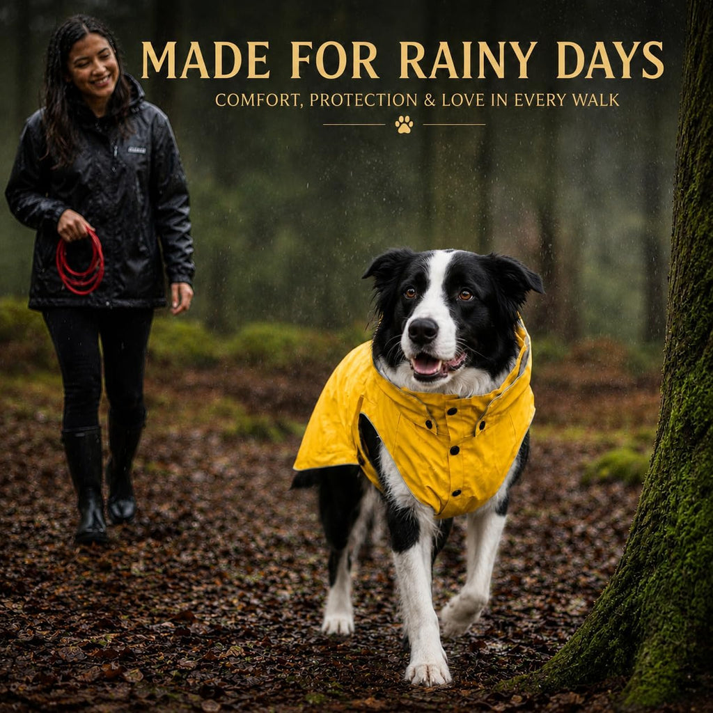 Dog Raincoat for Medium to Large Dogs, Waterproof Rain Jacket with Hood, Reflective, Adjustable, Leash Hole, Yellow