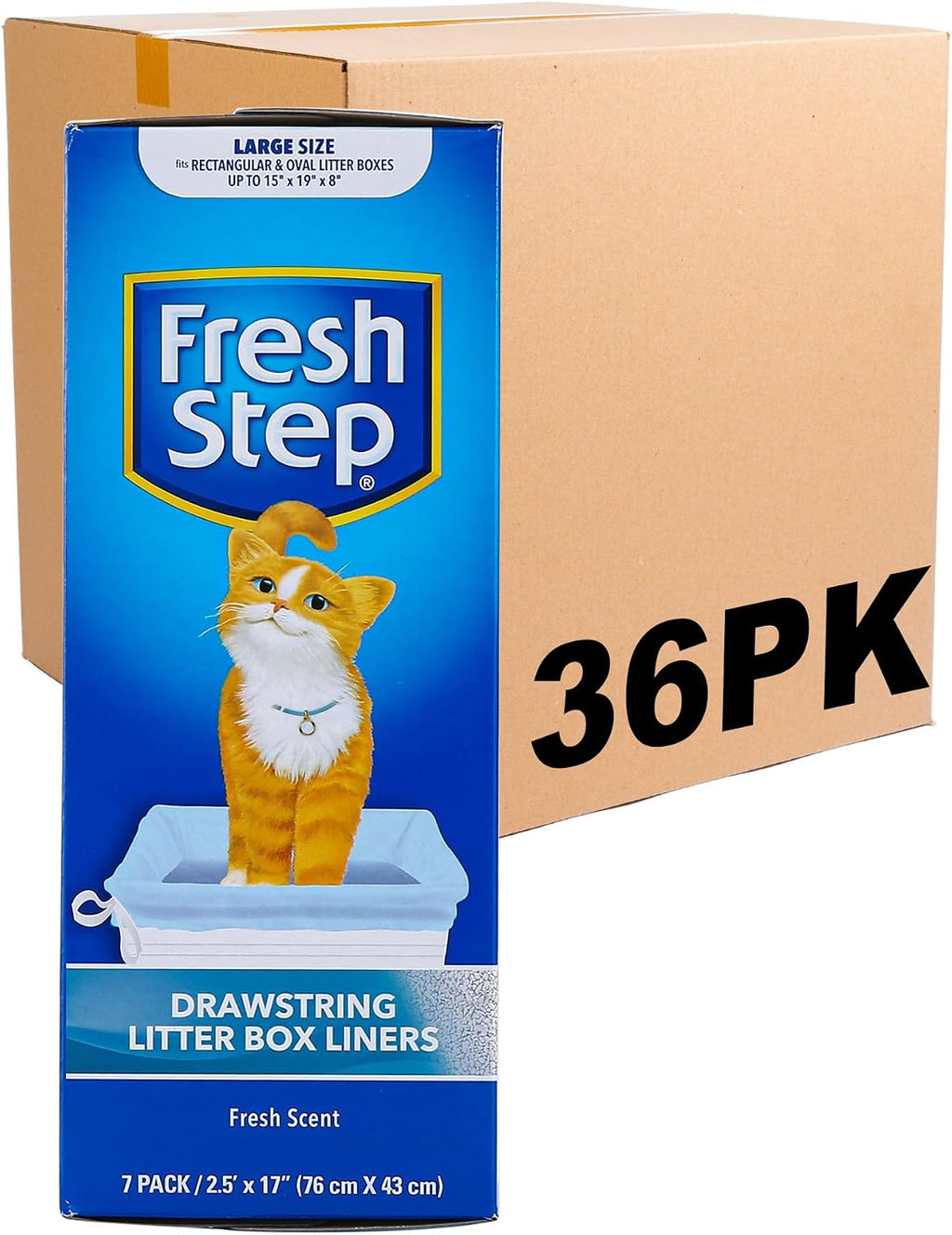 Fresh Step Drawstring Cat Litter Liners, Scented, 3 ft x 19 in, 15 Count