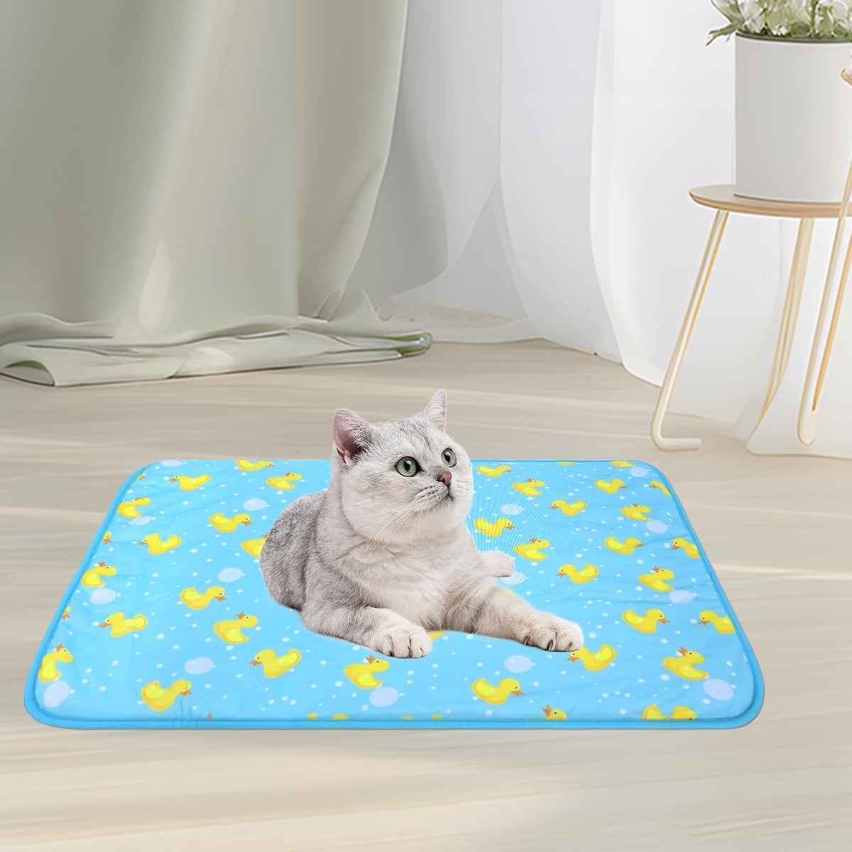 NACOCO Summer Pet Cooling Mat - Cat Dog Cushion Pad Sleeping Cool Ducks Comfortable Soft for Pets Kids and Adults (Blue Duck, M)