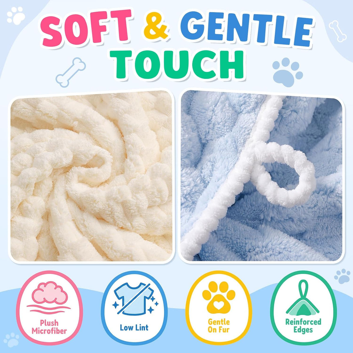 Dog Drying Towel, 5 Pack Microfiber Pet Towels, Quick Dry