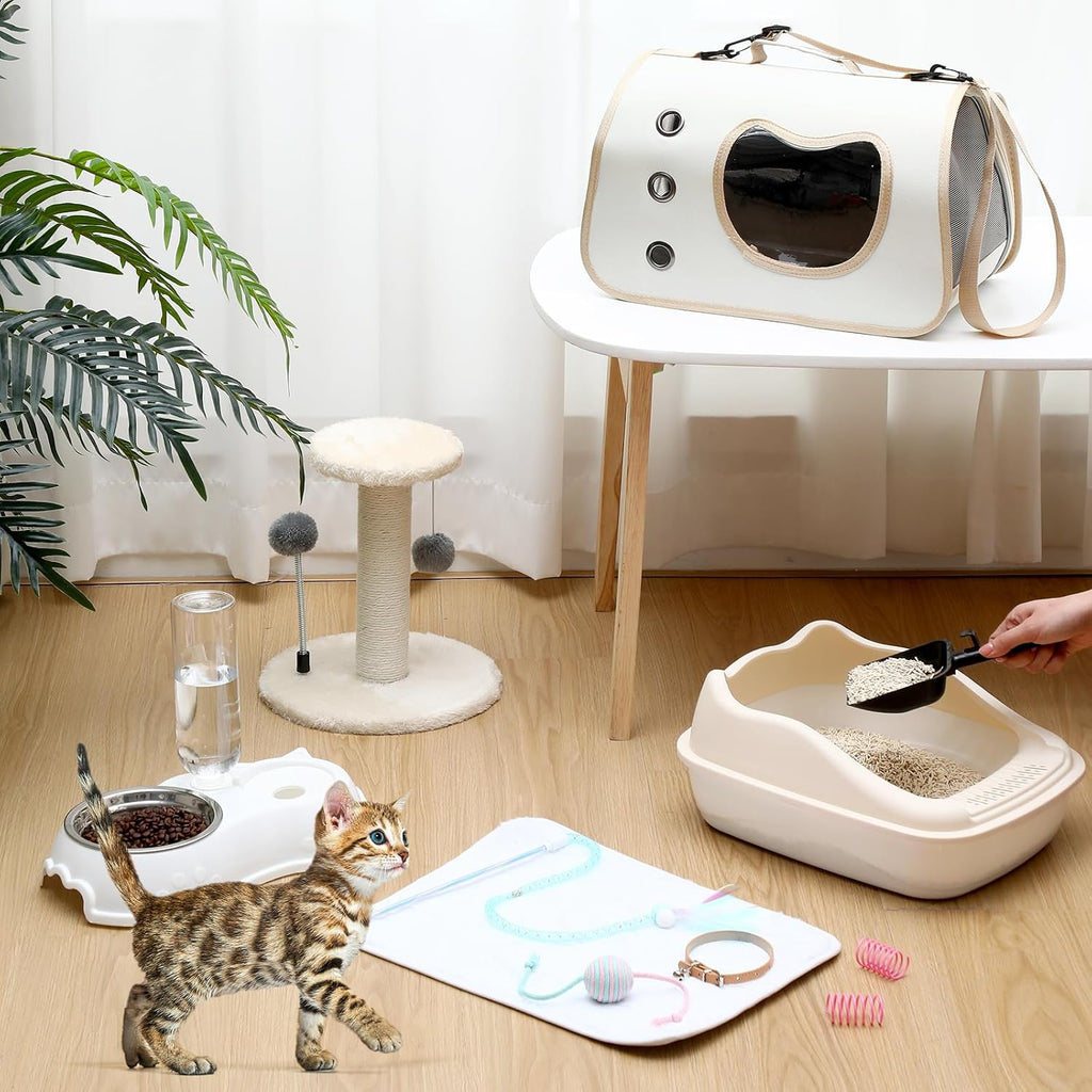 Eccliy 10 Pcs Kitten Starter Kit for Indoor, Classic, Small, White
