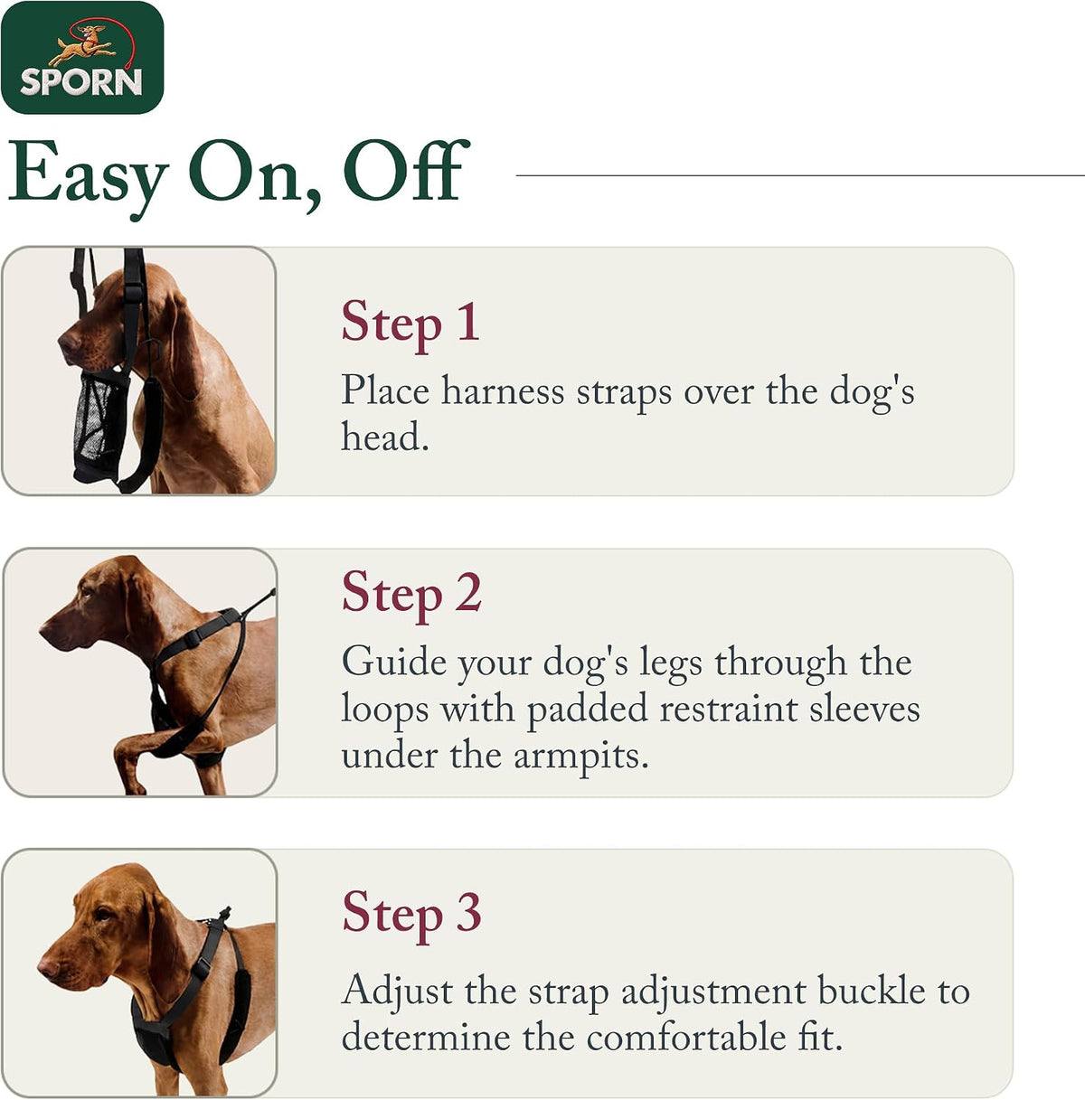 Sporn No Pull Dog Harness, Harness for Dogs, Large/XL, Black