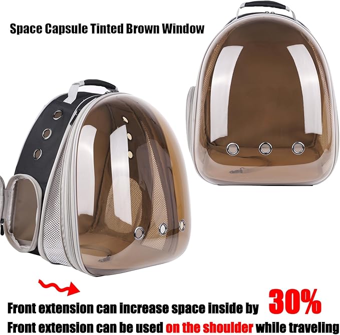Front Expandable Cat Backpack Carrier, Fit up to 20 lbs, Polarized Tinted Brown - Image 4