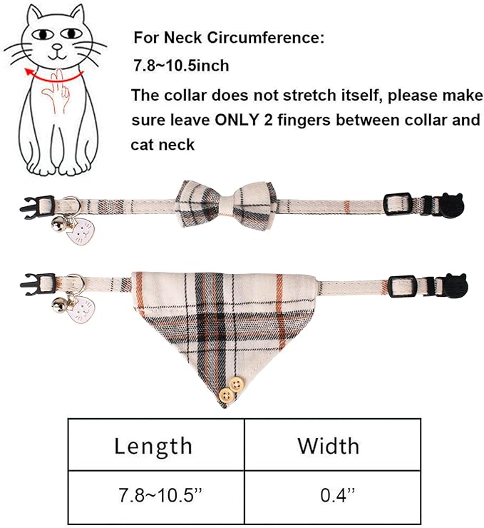 ADOGGYGO Plaid Cat Collar with Bow Bandana - Image 6