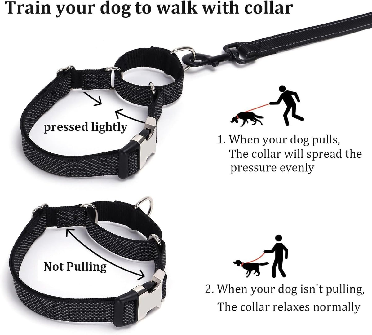 Reflective Martingale Dog Collar with Quick-Snap Metal Buckle