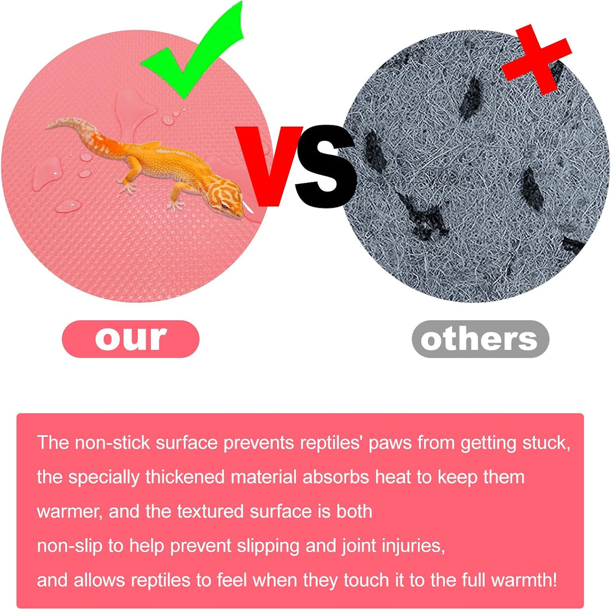 Bearded Dragon Tank Accessories Reptile Tank Accessories Leopard Gecko Tortoise Habitat Accessories Reptile Terrarium Carpet Substrate for Non-adhesive Reptile Habitat Bedding（pink 79inch） (Pink)