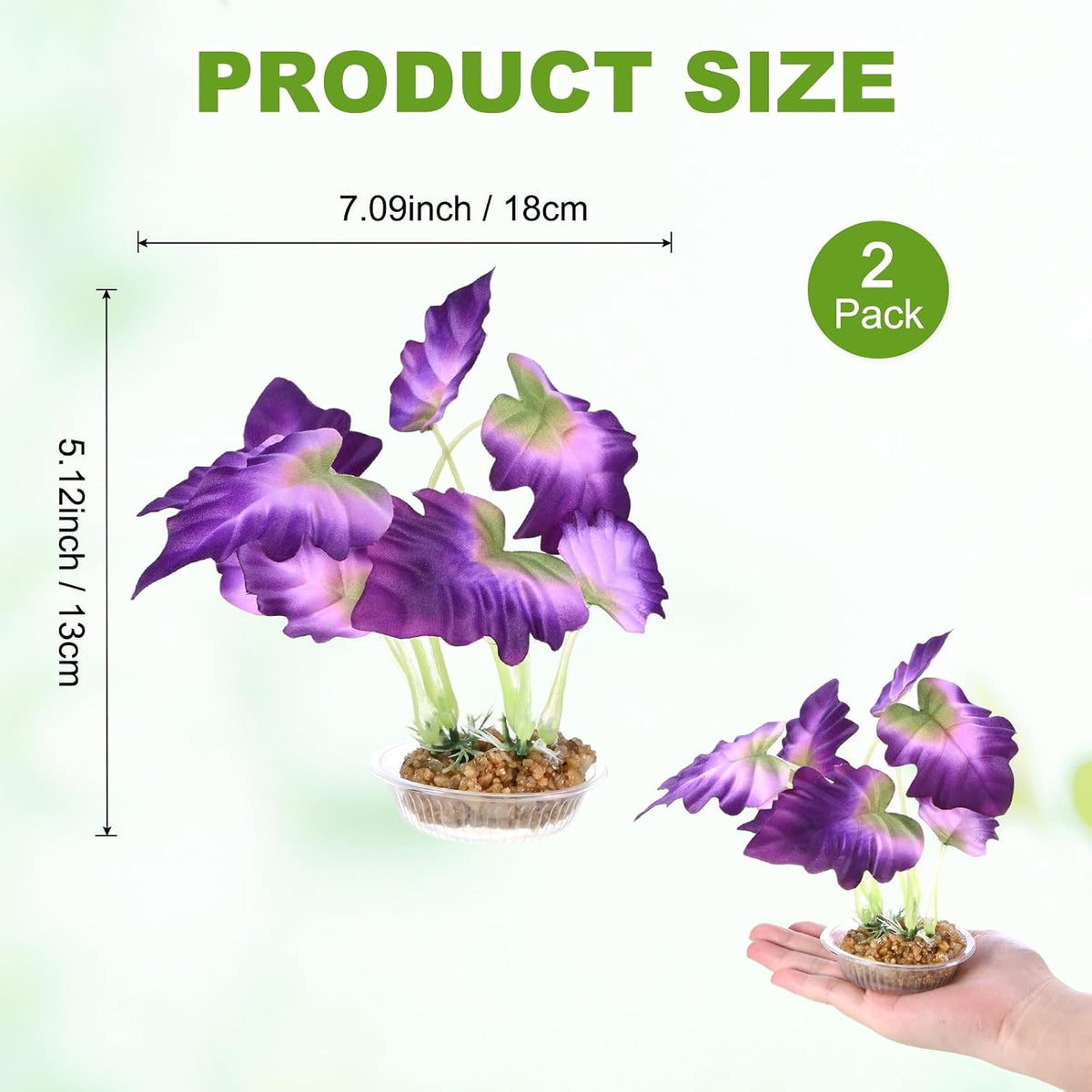 M METERXITY 2-Pack Aquarium Plant, Small Plastic Artificial Plant Water Grass Fish Hide Accessories for Aquarium Decoration/Fish Tank Decoration/Terrarium [Style 4, Purple]
