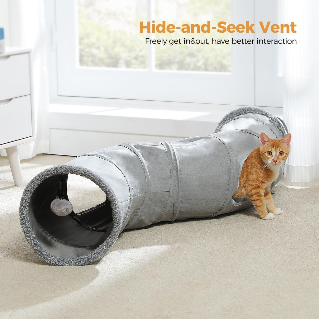 PAWZ Road Cat Tunnel S Shape Cat Tunnels for Large & Indoor Cats 51”Long