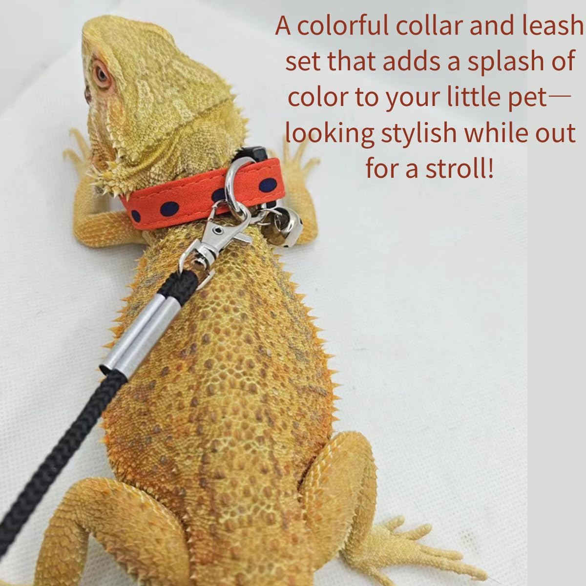 3PCS Bearded Dragon Lizard Leash Collar Harness Mini Adjustable Reptile Collar with Bells Nylon Pet Collar Suitable for Lizard Bearded Dragon Gecko Chameleon Safety Outdoor Walking (S)