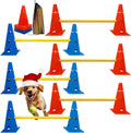 Dog Agility Hurdle Cone Set, Dog Agility Backyard Set Include Height cossbar Agility Rods, Dog Agility Equipment for Rehabilitation & Beginners(Blue+Orange)