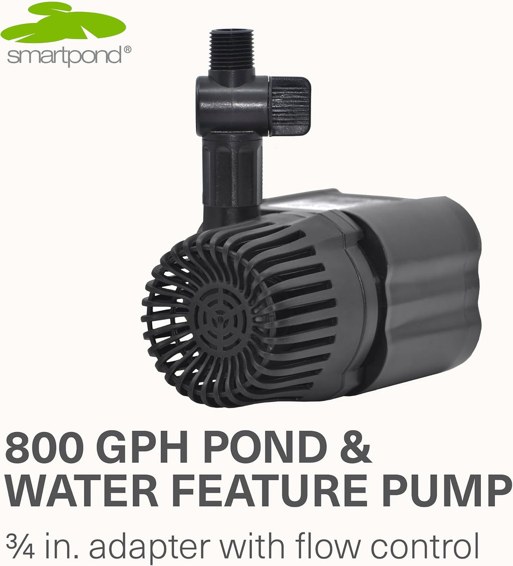 smartpond 800 GPH Pond and Water Feature Pump, Submersible, Durable, Energy Efficient, Provides Circulation, Ideal for Fish and Koi Ponds and Water Features up to 800 Gallons, Adjustable Flow Control