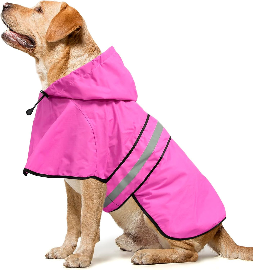 Reflective Dog Raincoats Hooded - Waterproof Lightweight Dog Raincoat Slicker Poncho, Adjustable Safety Dog Rain Coat Jacket for Small, Medium, Large Dogs (Medium, RED)