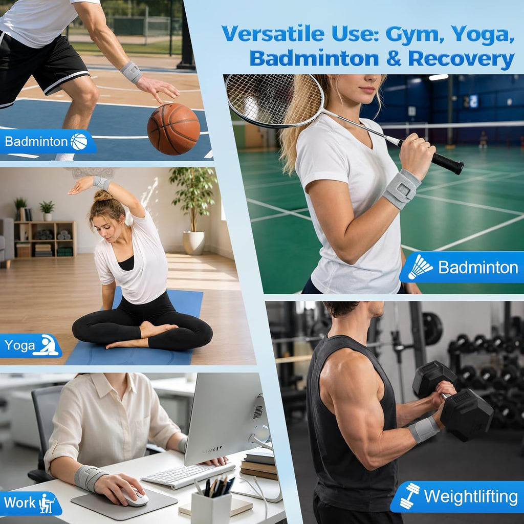 Wrist Wraps for Weightlifting, Adjustable Wrist Support for Gym, Tennis, Badminton & Strength Training Grey