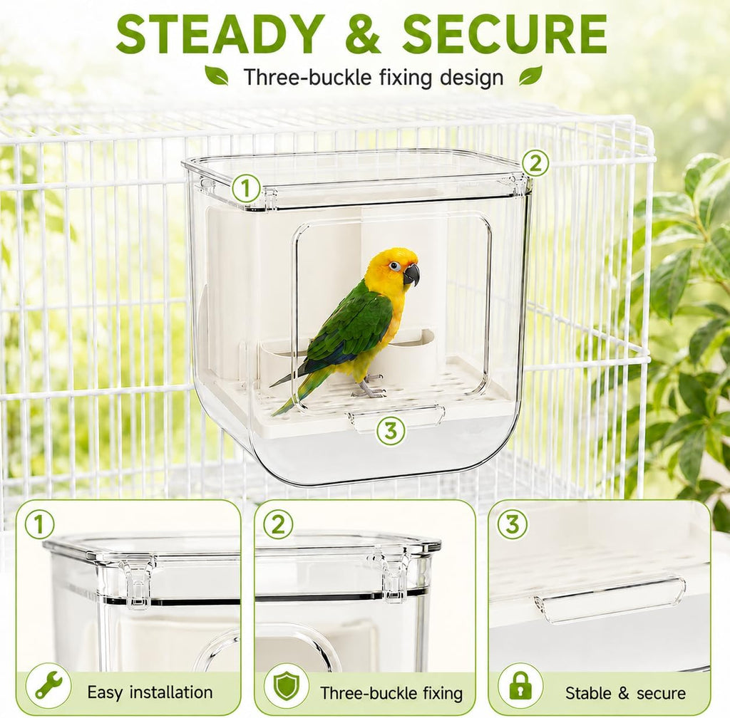2 Pack Hanging Bird Feeder for Cage & Bird Bath for Cage, No-Mess Bird Cage Feeder and Clean Parakeet Bath Bowl, Bird Cage Accessories Suitable for Small to Medium Birds