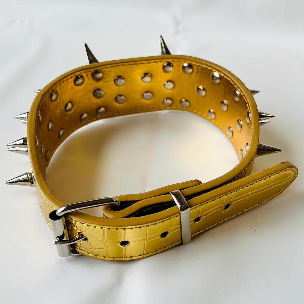Spiked Dog Collar for Large Dogs Shepherd Doberman Labrador (Gold,XL-Neck 18-21 Inch)