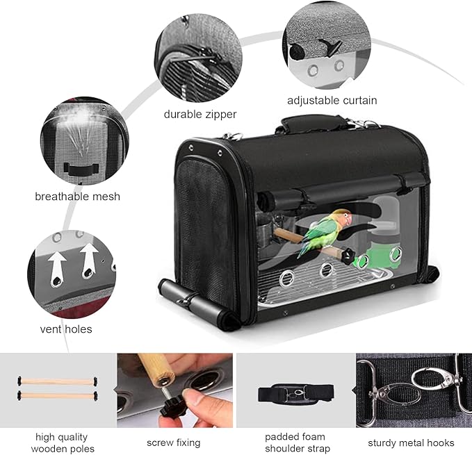 Sanmoncare Bird Carrier Bag Cockatiel Travel Cage - Image 2