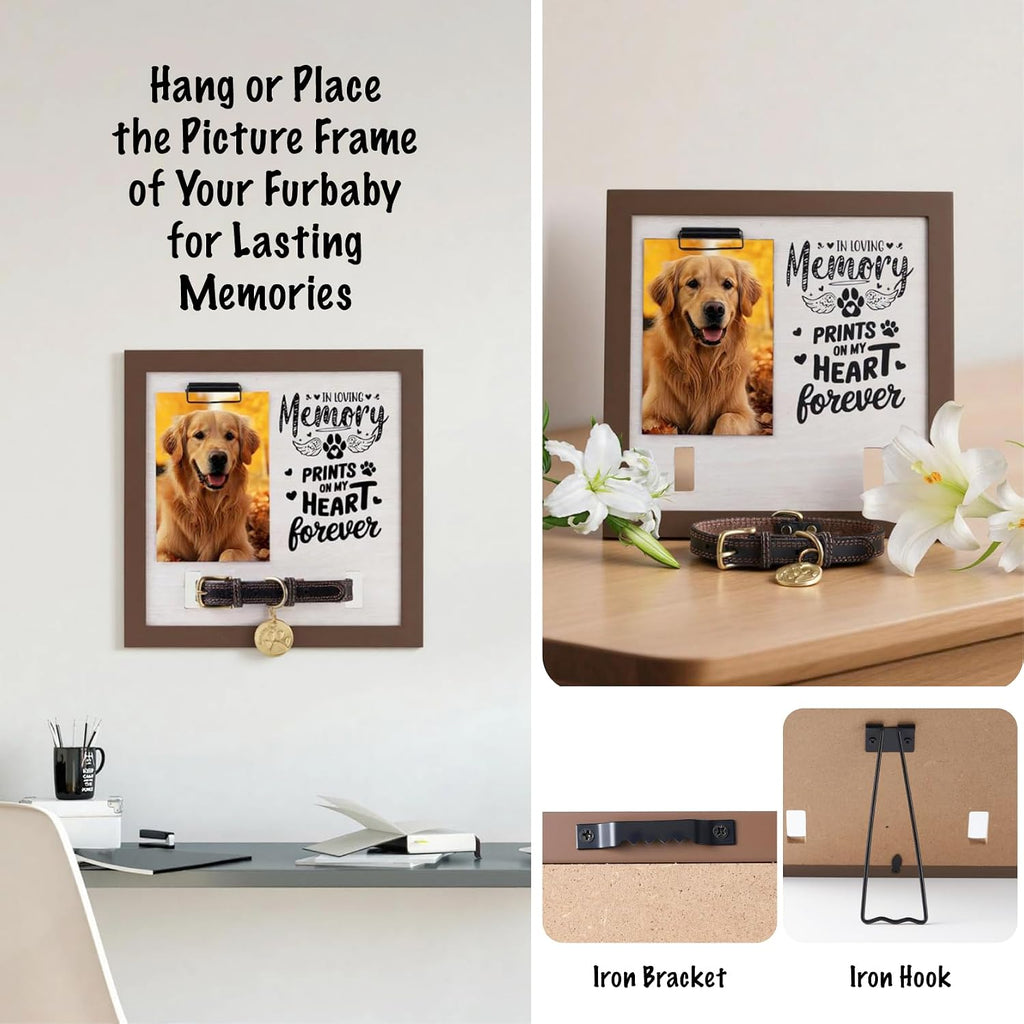 Dog Memorial Gifts for Loss of Dog, Pet Memorial Frame with Collar Holder