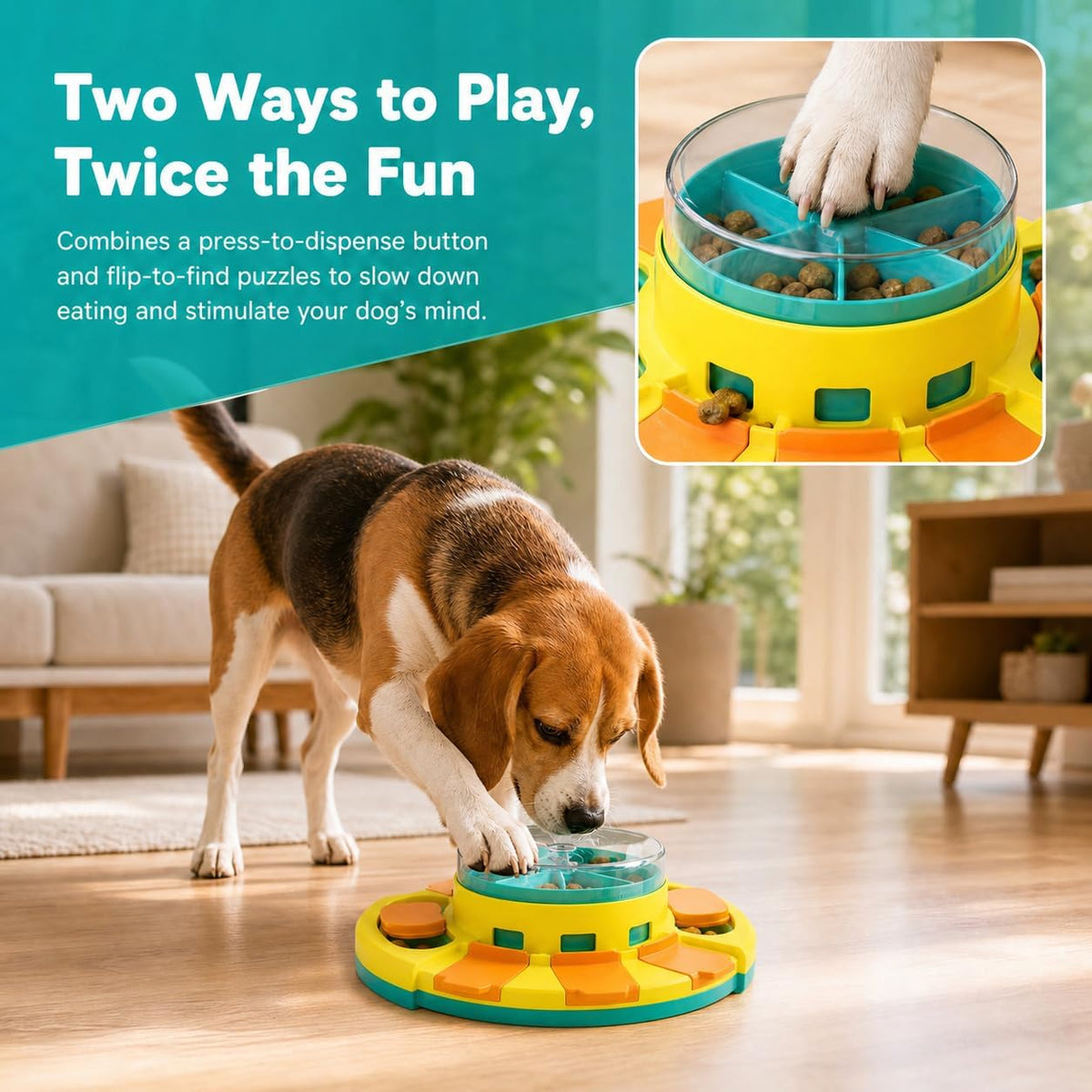 Dog Puzzle Toy Slow Feeder, Interactive Treat Dispenser for Mental Stimulation, Multi-Level Design Boredom Relief Toy for Small Medium Large Dogs