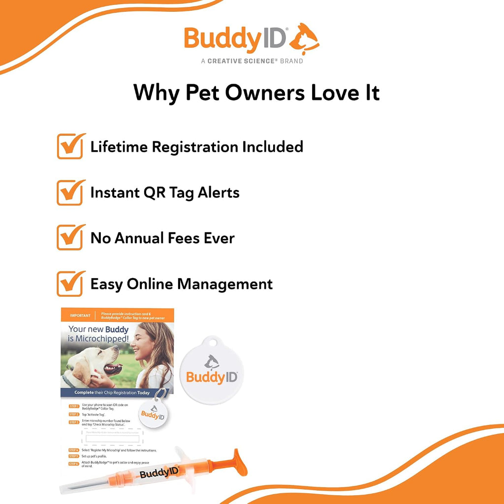 BuddyID Complete Protection System with ISO Microchip & QR Pet Tag, 1ct