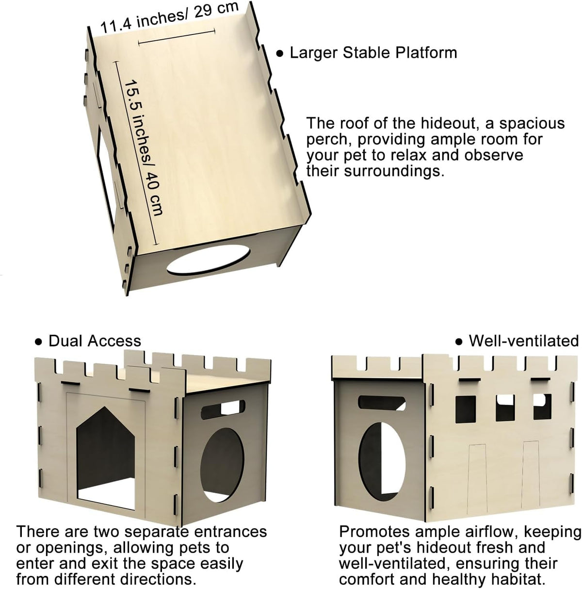 HIIMALEX Large Sturdy Bunny House with Spacious Balcony Hidey Detachable Playhouse for Rabbit Hideout Castle Tower Toys for Indoor Bunnies Guinea Pig Hamster Chinchilla Gerbil